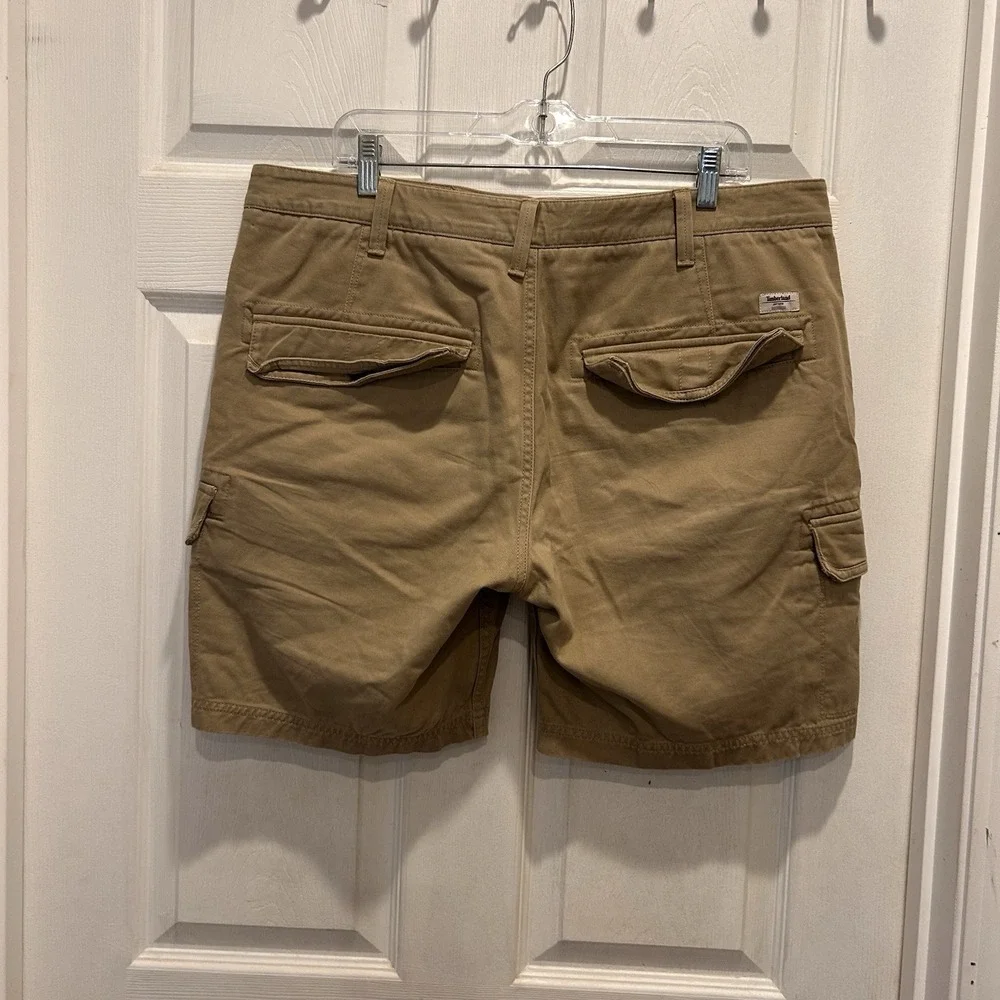 Timberland Mens Cargo Shorts Khaki Tan Cotton‎ Twill Size 38 Outdoor Utility Y2k